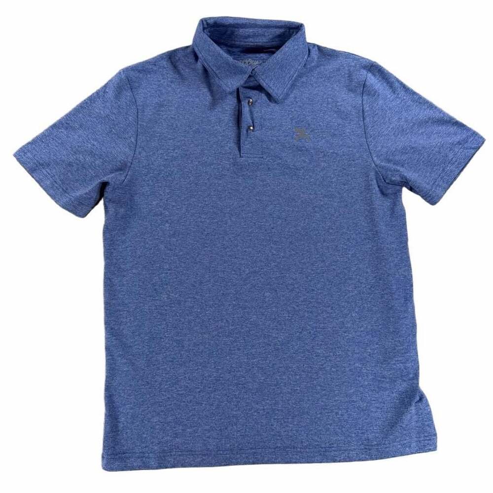 Hooey Men's Blue Heather Performance Short Sleeve Polo Shirt Medium